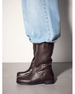 Next Chocolate Standard Fit Pull On Midi Boots - Blue
