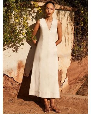 Ro & Zo Denim V-Neck Maxi Dress - Brown