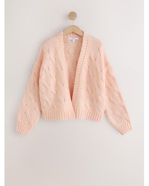 Next Chunky Knit Long Sleeve Cable Knit Cardigan - Natural