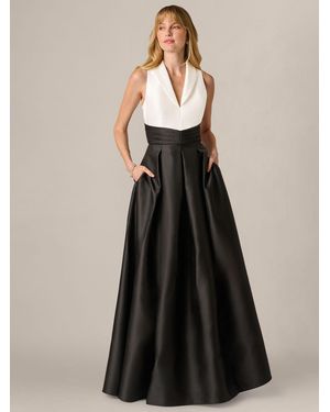 Adrianna Papell Colorblock Mikado Gown - White
