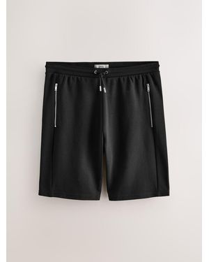 Next Straight Fit Zip Pocket Jersey Shorts - Black