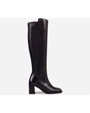 Bronx Corfu Peep-Toe Heeled Knee Boots - Black