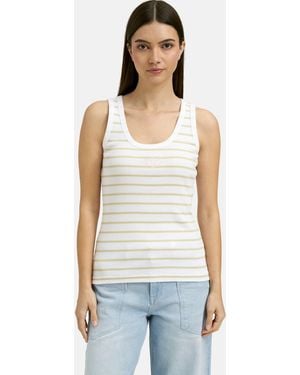 Smith & Soul Fitted Rib Tank Top With Tennis Racket Motif - White