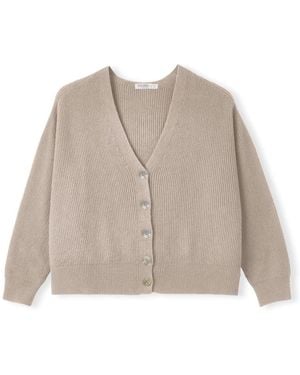 Celtic & Co. Studio Slouchy Ribbed V-Neck Cardigan - Natural