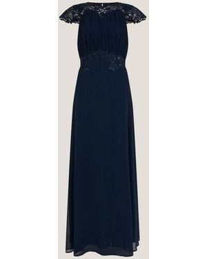 Monsoon Elodie Lace Chiffon Bridesmaid Dress - Blue