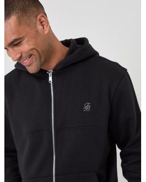 Threadbare Heavyweight Relaxed Fit Cotton Rich Zip Through Hoodie - Black