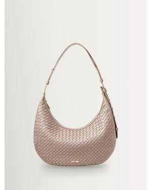 Aspinal of London Husdon Slouchy Crescent Slot Weave Bag - Natural