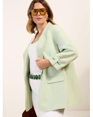 Friends Like These Pistachio Curve Edge To Edge Tailored Sleeve Detail Blazer - Green