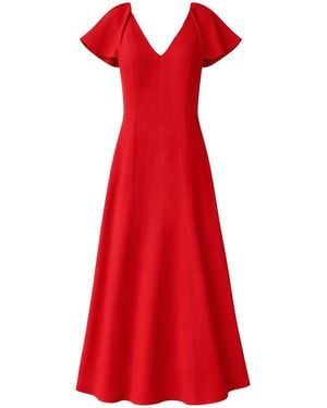 Ro & Zo Flutter Sleeve Dress With Linen - Red