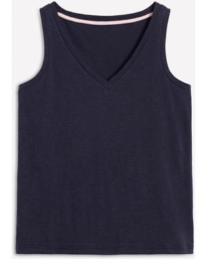 Boden Dark Regular V-Neck Slub Cotton Vest - Blue
