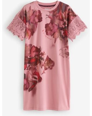 Ted Baker 100% Cotton Floral Nightie - Pink