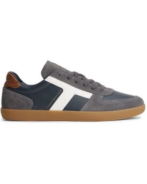 Tommy Hilfiger Leather Mixed Texture Sneakers - Blue