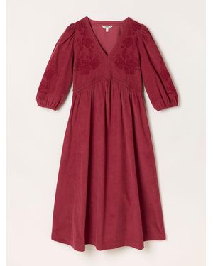 FatFace Fatface Connie Embroidered Cord Midi Dress