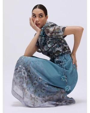 River Island Short Sleeve Floral Midi Dress - Blue