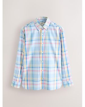 Next Regular Fit 100% Cotton N. Premium Long Sleeve Stripe Smart Shirt - Blue
