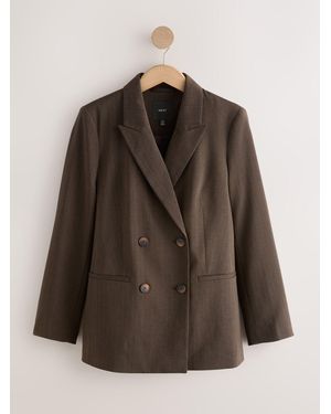 Next Chocolate Stripe Double Breasted Blazer - Brown