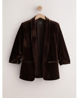 Next Chocolate Velvet Relaxed Ruched Sleeve Blazer - Black