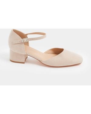 Yours Curve Extra Wide Fit Square Toe Block Heels - Natural