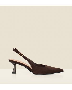 Sosandar Slingback-Pumps Aus Wildlederimitat Mit Kitten-Absatz - Natur