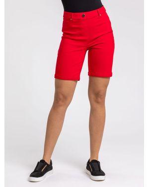 Roman Turned Hem Stretch Shorts - Red