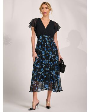 Jolie Moi Printed Chiffon Midaxi Dress - Blue