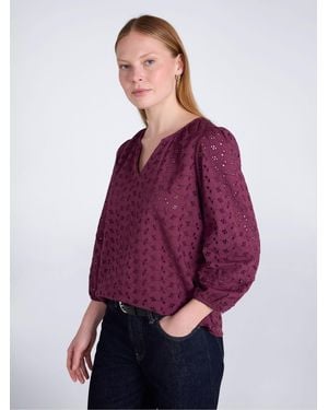 Mountain Warehouse Malaga Broderie 3/4 Sleeve Shirt - Purple