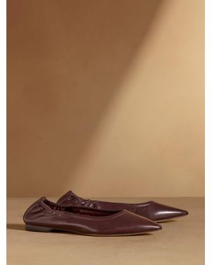 Russell & Bromley Burgundy Newton Point Toe Ballet Flats - Brown