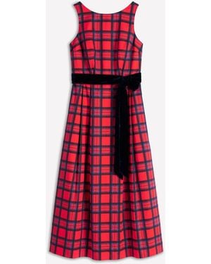 Boden Scoop Back Check Dress - Red