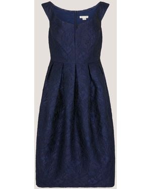 Monsoon Juliana Floral Jacquard Midi Dress - Blue