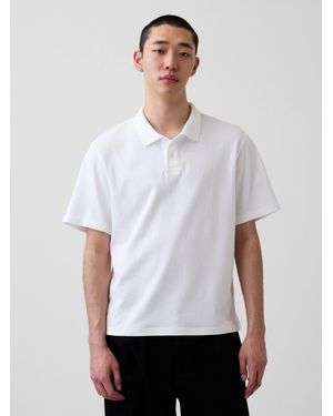 Gap Lockeres Pikee-Polo-Shirt - Weiß