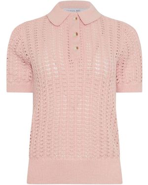 PixieGirl Petite Crochet Polo Top - Pink