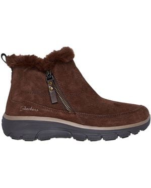 Skechers Easy Going Cool Zip! Ankle Boots - Brown