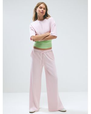 River Island River Island Light Premium Wide Leg Sweatpants - Pink