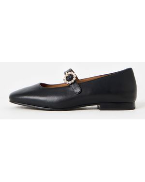 Oliver Bonas Diamante Buckle Mary Jane Ballet Flats - White