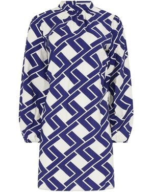 M Com Belted Tunic Dress - Blue