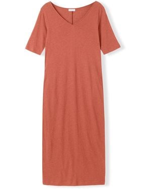 Celtic & Co. Linen Cotton V-Neck Midi Dress - Pink
