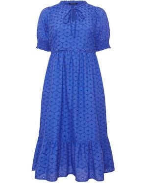 Evans Broderie Boho Dress - Blue