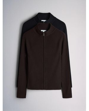 The Set 2 Pack Zip Through Sweater Ganache - Black