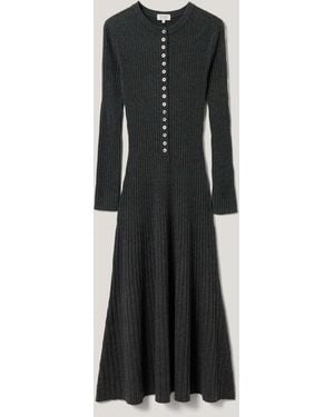 Jigsaw Charcoal Multi Button Rib Knit Dress - Black
