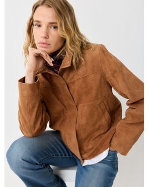 Urban Code Suede Funnel Neck Boxy Jacket - Blue