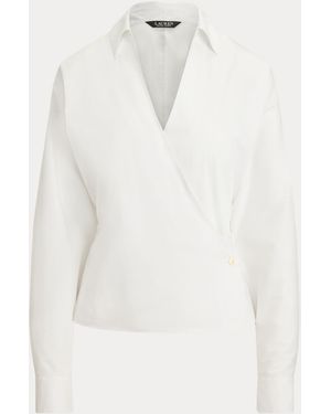 Ralph Lauren Cotton V-Neck Wrap Shirt - Weiß