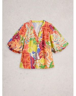 White Stuff Bex Cotton Top - Pink