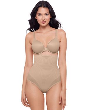 Miraclesuit High Waisted Sheer Firm Tummy Control Thong - Natural