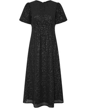 PixieGirl Petite Tie Back Sequin Midi Dress - Black