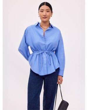 Ro & Zo Gathered Waist Shirt - Blue