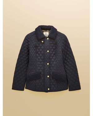 Joules Highclere Showerproof Diamond Quilted Jacket - Blue