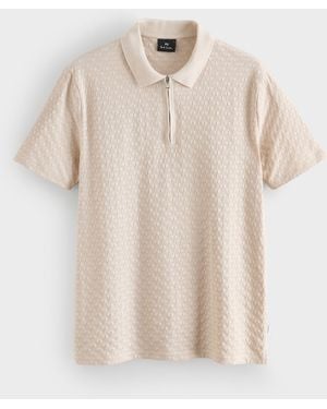 Paul Smith Regular-Fit Quarter Zip Polo Shirt - Natural