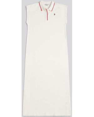 U.S. POLO ASSN. U. S. Polo Assn U. S. Polo Assn. Cap Sleeve Stripe Midi Polo Dress - White