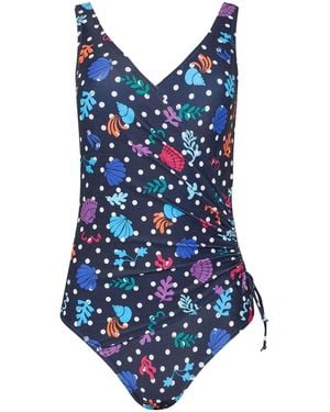 M Com Printed Wrap Swimsuit - Blue