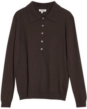 Albaray Fine Knit Polo Top - Black